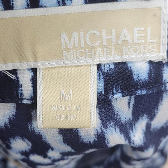 Michael by Micheal Kors Medium Blue and white sleeveless blouse with tie - Picture 6 of 8